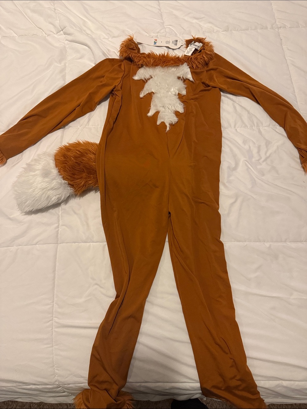 Kids Fox Costume Jumpsuit with Tail - Brown and White